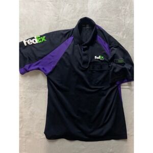 FedEx Ground Polo Shirt Short Sleeve Black Purple Mens Work Uniform Adult XL